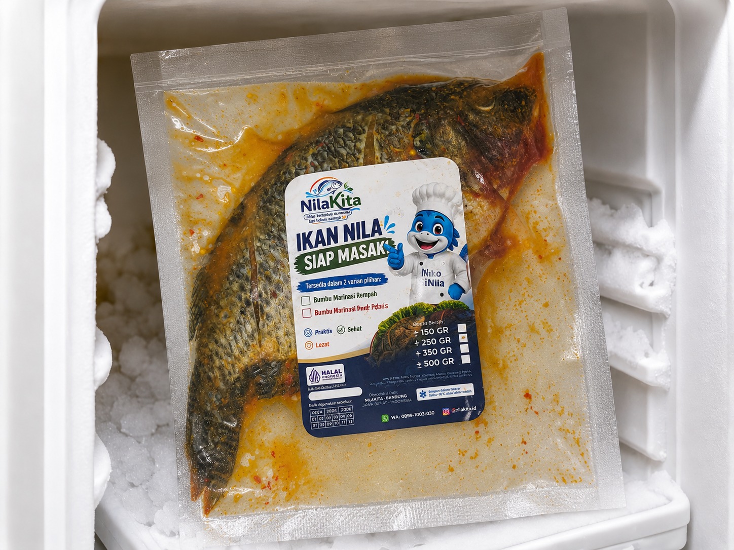 Langkah 1 simpan ikan beku di freezer